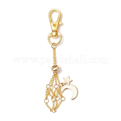 Fermagli a moschettone girevoli in lega con luna e stella e catene portacavi in ottone&nbsp;AJEW-JB01336