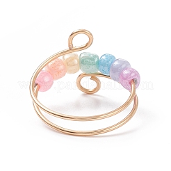 Anello polsino con perline rotanti con semi di vetro&nbsp;RJEW-JR00511-01
