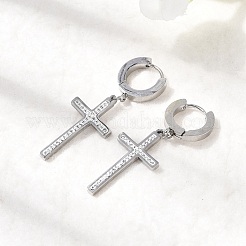 Boucles d'oreilles créoles en acier inoxydable 304 avec strass en argile polymère&nbsp;EJEW-G453-11P-02