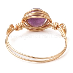Runde natürliche quarz kristall & rose quarz & quarz & malaysia jade & amethyst finger ringe&nbsp;RJEW-JR00766