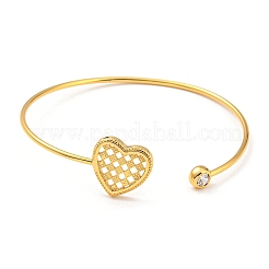Bracelets de manchette en zircone cubique transparente&nbsp;BJEW-P305-03G