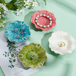 4 stücke 4 farben lotus blatt keramik schmuck dekorative platten&nbsp;AJEW-PH0008-40