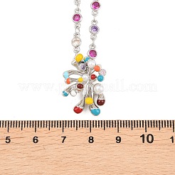 Colliers pendentifs en laiton pavé de zirconiums cubiques colorés avec motif de feux d'artifice émaillés pour femmes&nbsp;NJEW-F364-03P