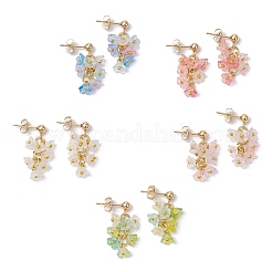 5 Paar Blumen Ohrstecker aus 304 Edelstahl und Acryl für Damen&nbsp;EJEW-JE06373