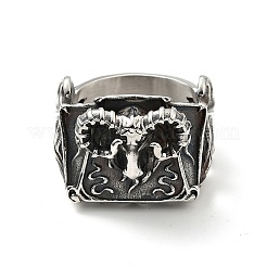 Anillo de acero inoxidable 316 con forma de caverna para el dedo&nbsp;RJEW-C030-01F-AS