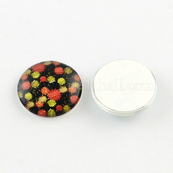 Halbrund / Kuppel Muster photo Glas Klebstein BlumeCabochons für DIY-Projekte&nbsp;X-GGLA-Q037-12mm-43