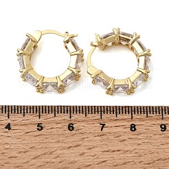 Orecchini a cerchio in ottone quadrato con micro pavé di zirconi cubici trasparenti&nbsp;EJEW-H108-07G