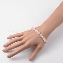 Coeur rose bracelets élastiques de quartz&nbsp;BJEW-JB02066-03