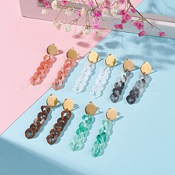 Boucles d'oreilles pendantes longues en acrylique avec chaîne gourmette pour femme&nbsp;EJEW-JE04771