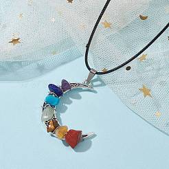 Collana con pendente a forma di luna in lega di stile tibetano&nbsp;NJEW-JN04607-02