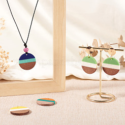 20 pendentif en résine tricolore opaque 10 couleurs et bois de noyer&nbsp;RESI-BT0001-18