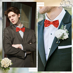 2 verstellbare Pailletten-Fliege&nbsp;AJEW-SP0003-47