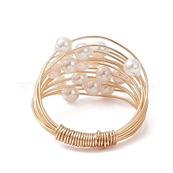 Runde Fingerringe mit Muschelperle für Damen&nbsp;RJEW-JR00972