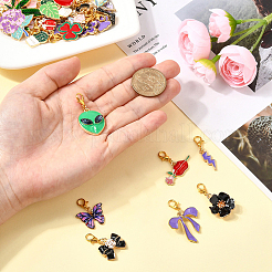 12pcs décorations de pendentif en alliage d'émail&nbsp;HJEW-YW00093-01
