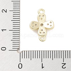 Ciondoli per connettori con collegamenti a fiori in ottone con pavé di zirconi trasparenti&nbsp;KK-Z061-02G-02