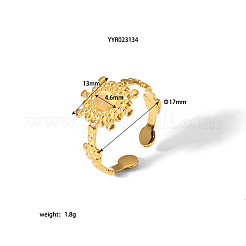 Bagues manchettes vintage réglables en acier inoxydable 304 avec pavé de pierres naturelles et fleurs pour femmes&nbsp;NA6440