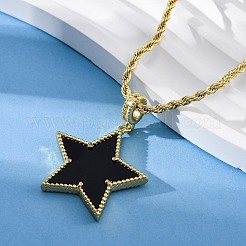 Colliers avec pendentif étoile en laiton et émail pour femmes&nbsp;NJEW-K381-09G-01