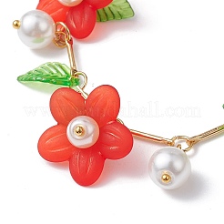 Braccialetti con ciondoli con fiori in acrilico e perle di vetro&nbsp;BJEW-JB10054-04