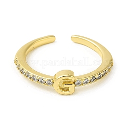 Anello a polsino aperto con lettera iniziale in zirconia cubica trasparente&nbsp;RJEW-H120-09G-G