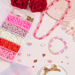 DIY-Sets zum Basteln von Stretch-Armbändern mit Polymer-Tonperlen und Emaille-Legierung zum Thema Valentinstag&nbsp;DIY-SP0003-43
