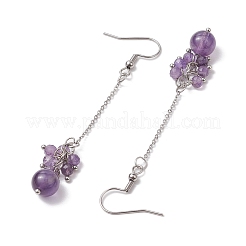 304 Edelstahl mit natürlichem Amethyst & grünem Aventurin & Karneol & grünem Aventurin & Achat & Ohrstecker&nbsp;EJEW-TA00528