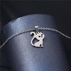 Colliers pendentifs en acier inoxydable en forme de chat&nbsp;PW-WGC1D7E-01