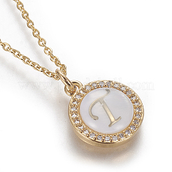 Colliers pendentif initiale en laiton&nbsp;NJEW-I230-24G-T