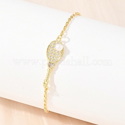 Bracciali in ottone micro pavé con zirconi cubici trasparenti per donna&nbsp;KK-CBA68DA-01