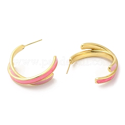 Orecchini a bottone incrociati in ottone placcato a cremagliera da donna&nbsp;EJEW-D059-02G