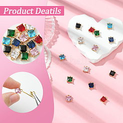 14 Stück 7 Farben Messing Micro Pave Zirkonia Anhänger&nbsp;KK-SC0006-65
