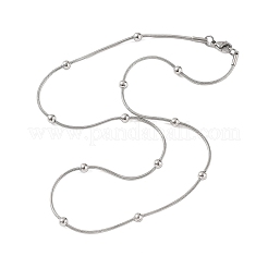 304 Edelstahl Kugel Runde Schlangenkette Halsketten&nbsp;NJEW-B131-02P