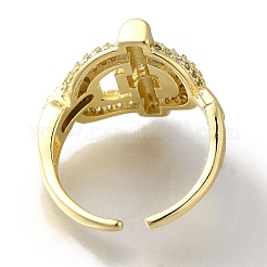 Ovale con placcatura a cremagliera con barra aperta in ottone con zirconi trasparenti&nbsp;RJEW-S411-28G