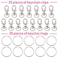 25 Stück drehbare Karabinerverschlüsse aus Legierung&nbsp;PALLOY-CJ0003-02
