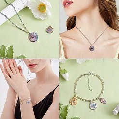 16 Stück 8 Stil Augenmotiv 304 Edelstahl Strass Anhänger&nbsp;STAS-SZ0002-85P