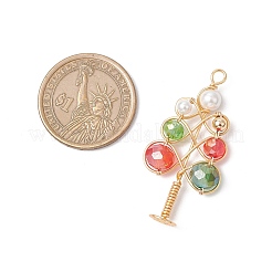 Pendentifs en perles de verre électrolytiques et perles de coquillage&nbsp;PALLOY-TA00275