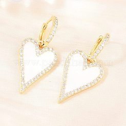 Valentinstag-Herzohrringe aus Messing mit Mikropavé und klaren Zirkonia&nbsp;EJEW-Z164-10G-03