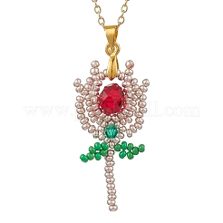 3 pieza de collares colgantes de flores con cuentas de semillas de vidrio de 3 estilos&nbsp;NJEW-MZ00080