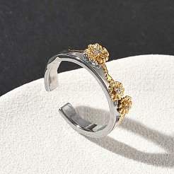 Latón micro pave anillos de brazalete de circonio cúbico&nbsp;RJEW-G364-01GP-03