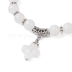 Natürliche malaysische Jade-Kreuz-Charm-Armbänder&nbsp;BJEW-JB12259-04