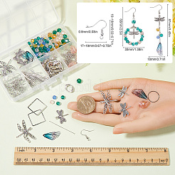 DIY-Sets zur Herstellung baumelnder Ohrringe aus Legierung und Glas mit Libellenmotiv&nbsp;DIY-SC0028-50