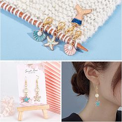 10 pendentif décoratif en alliage émaillé sur le thème de l'océan&nbsp;HJEW-NB0001-44