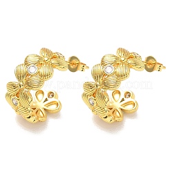 Aretes de latón con micro pavé de circonio cúbico para mujer&nbsp;KK-CBA760A-08G