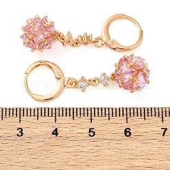 Orecchini a leva in argento con zirconi cubici a micro pavé di ottone&nbsp;EJEW-K300-57G