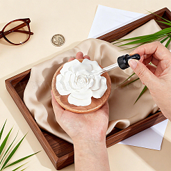 Diffusore di aromaterapia a forma di rosa in porcellana con base in legno&nbsp;DJEW-WH0077-05A