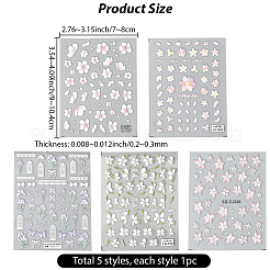 5 Stück 5 Stile Blumenmuster selbstklebende Nagelkunst-Aufkleber für Haustiere&nbsp;MRMJ-SP0001-24