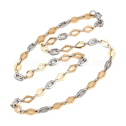 Colliers à maillons ovales et losanges en acier inoxydable 201 pour femmes&nbsp;NJEW-B143-01GP