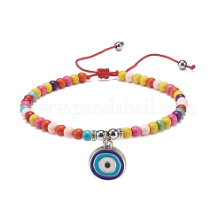 Braccialetto con ciondolo malocchio smaltato&nbsp;BJEW-JB08470