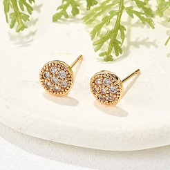 Orecchini a bottone da donna in ottone con micro pavé di zirconi trasparenti&nbsp;EJEW-G428-25G-02