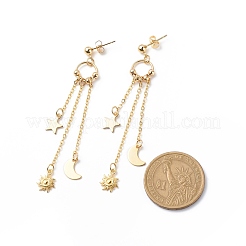 Pendientes colgantes de acero inoxidable 304 con forma de luna&nbsp;EJEW-JE05041-01