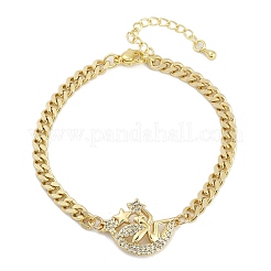 Braccialetti in ottone con micro pavé di zirconi trasparenti&nbsp;BJEW-M050-05G-02